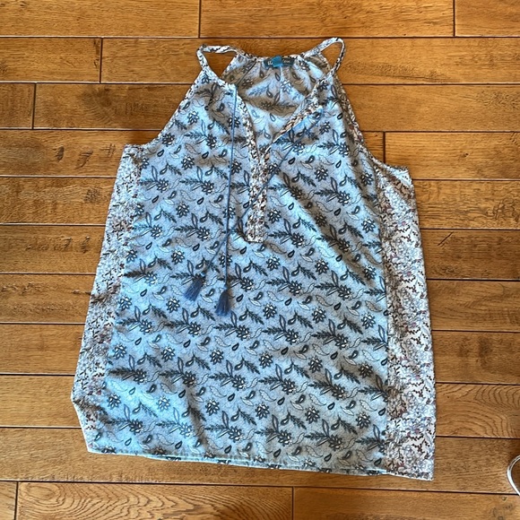 Light Blue Floral Sleeveless Blouse Size S - Picture 4 of 4